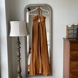 Orange linen maxi dress